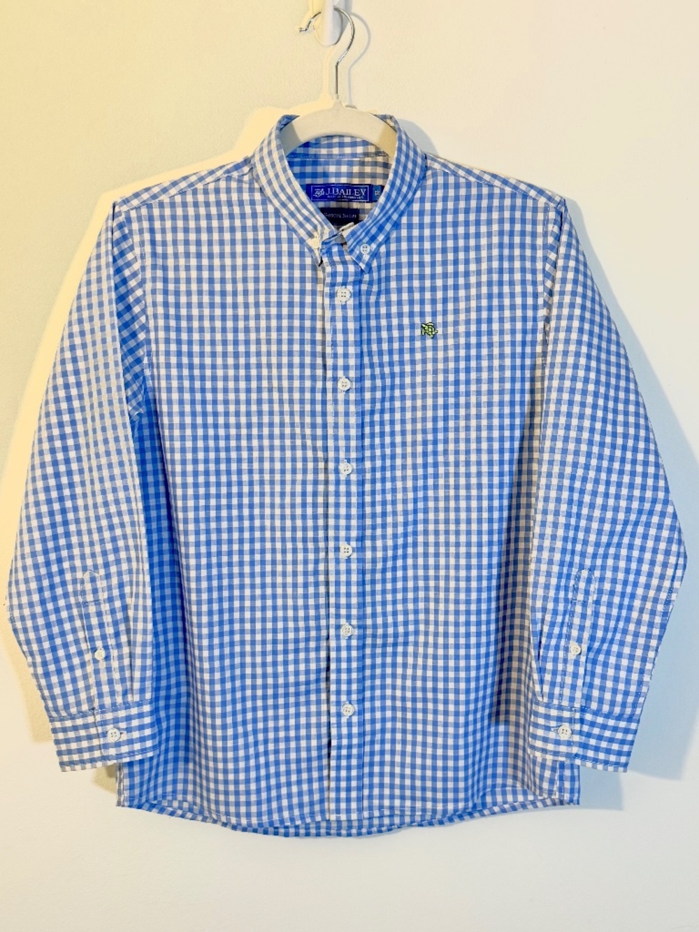 J. Bailey Boys Blue & White Gingham Button Down Shirt Size 12